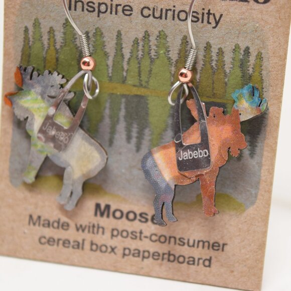 Jabebo Studio Moose Earrings Dangle Eco Friendly Made in USA New Wildlife Nature - Picture 4 of 5